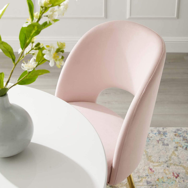 Modway Rouse Mid-Century Modern Performance Velvet Dining Side Chair in Pink - Diamond Home USA