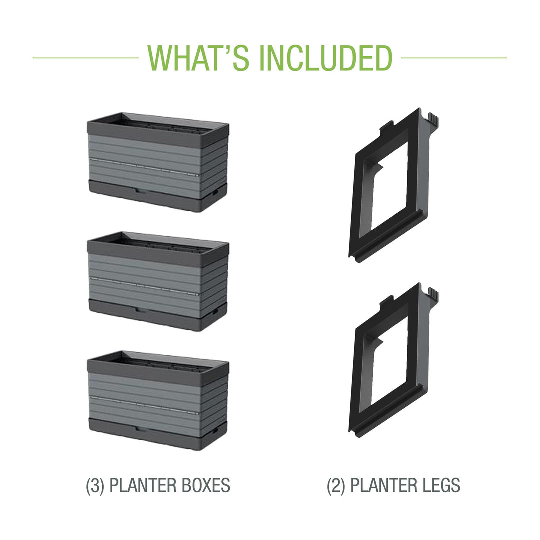 Southern Patio FlexSpace 5-pc. Modular Raised Garden with 3 Collapsible Gray - Diamond Home USA