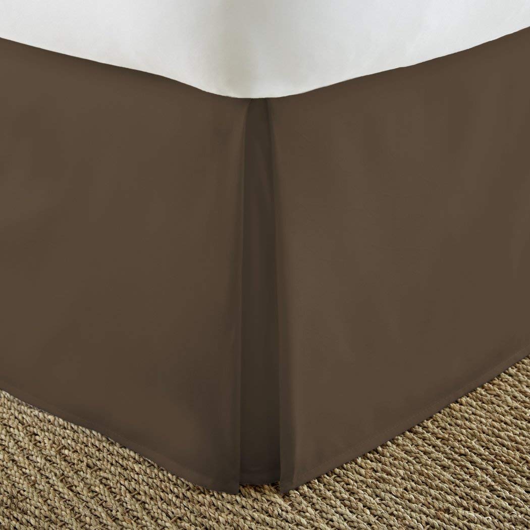 Brown Solid Color Pattern 14-inch Drop Bed Skirt Full Size Elegant Luxurious Chocolate - Full
