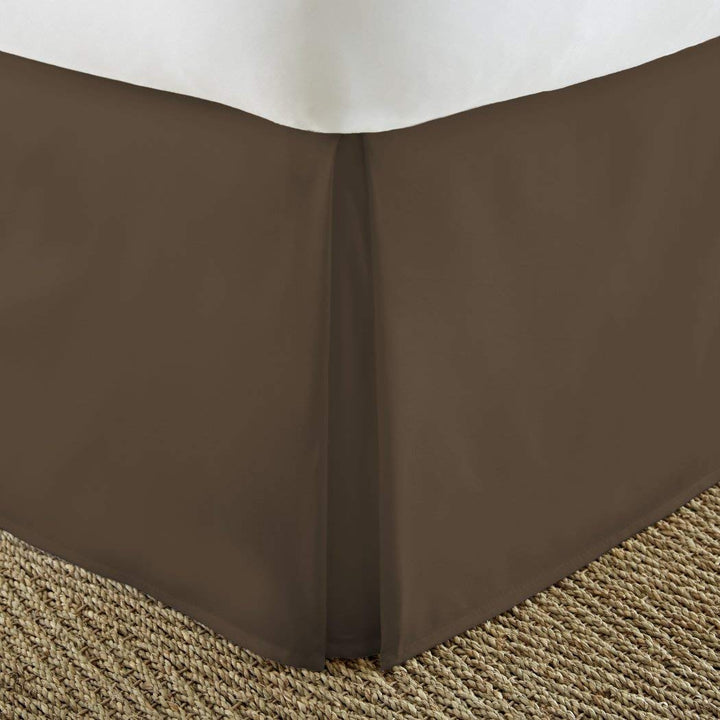 Brown Solid Color Pattern 14-inch Drop Bed Skirt Full Size Elegant Luxurious Chocolate - Full