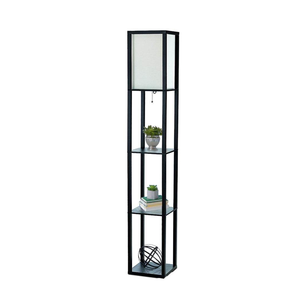 Simple Designs F1014-BK 62.5" Modern Etagere Organizer Storage 3 Shelf Floor Black