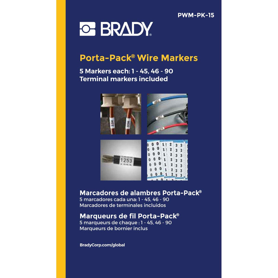 Brady PWM-PK-15 B-500 Repositionable Vinyl Cloth Black on White Porta-Pack