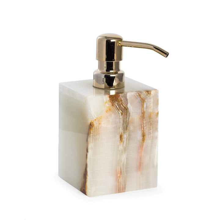 Marble Bath Soap Dispenser in Green Onyx Modern Contemporary Mother of Pearl
