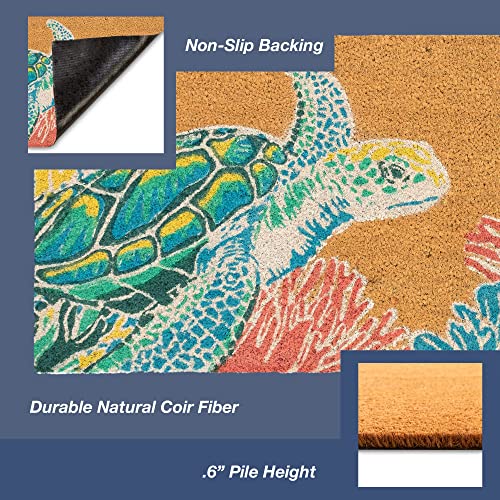 Liora Manne atura Doormat on-Slip atural Fiber Outdoor Mat-Animal Seaturtle - Diamond Home USA