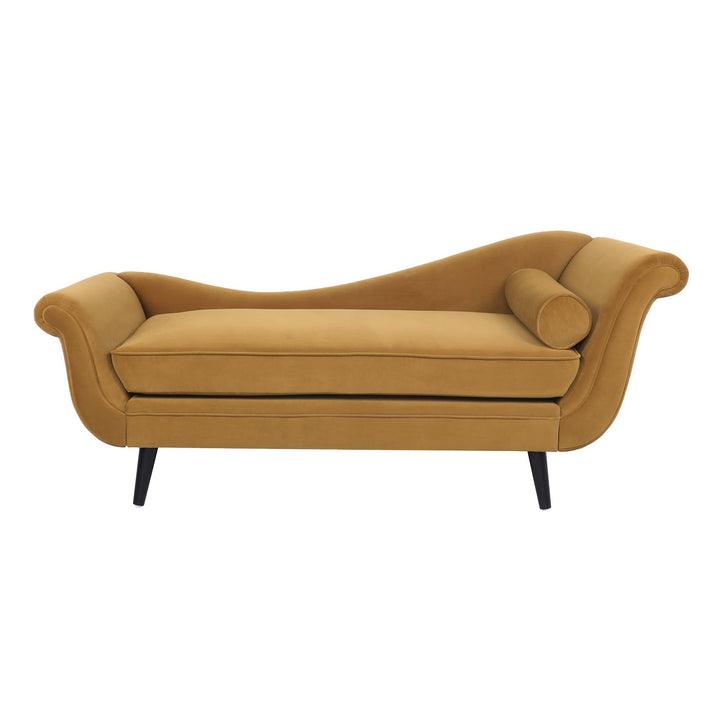 Christopher Knight Home Calvert Chaise Lounge Turmeric Orange + Dark Brown 29D x
