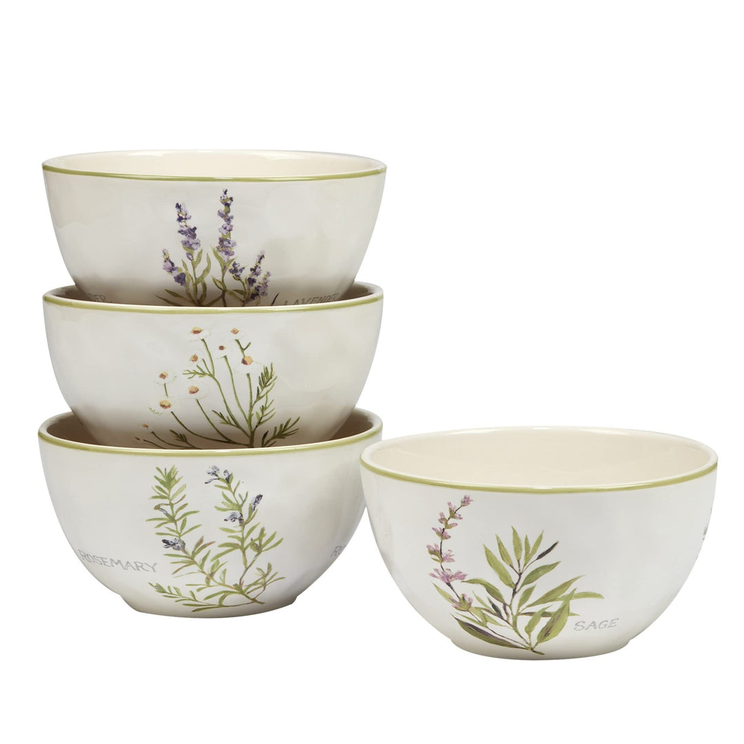 Fresh Herbs 24 Oz. Ice ream/dessert Bowls Set Of 4 5.25" Dia X 3" Green Multi