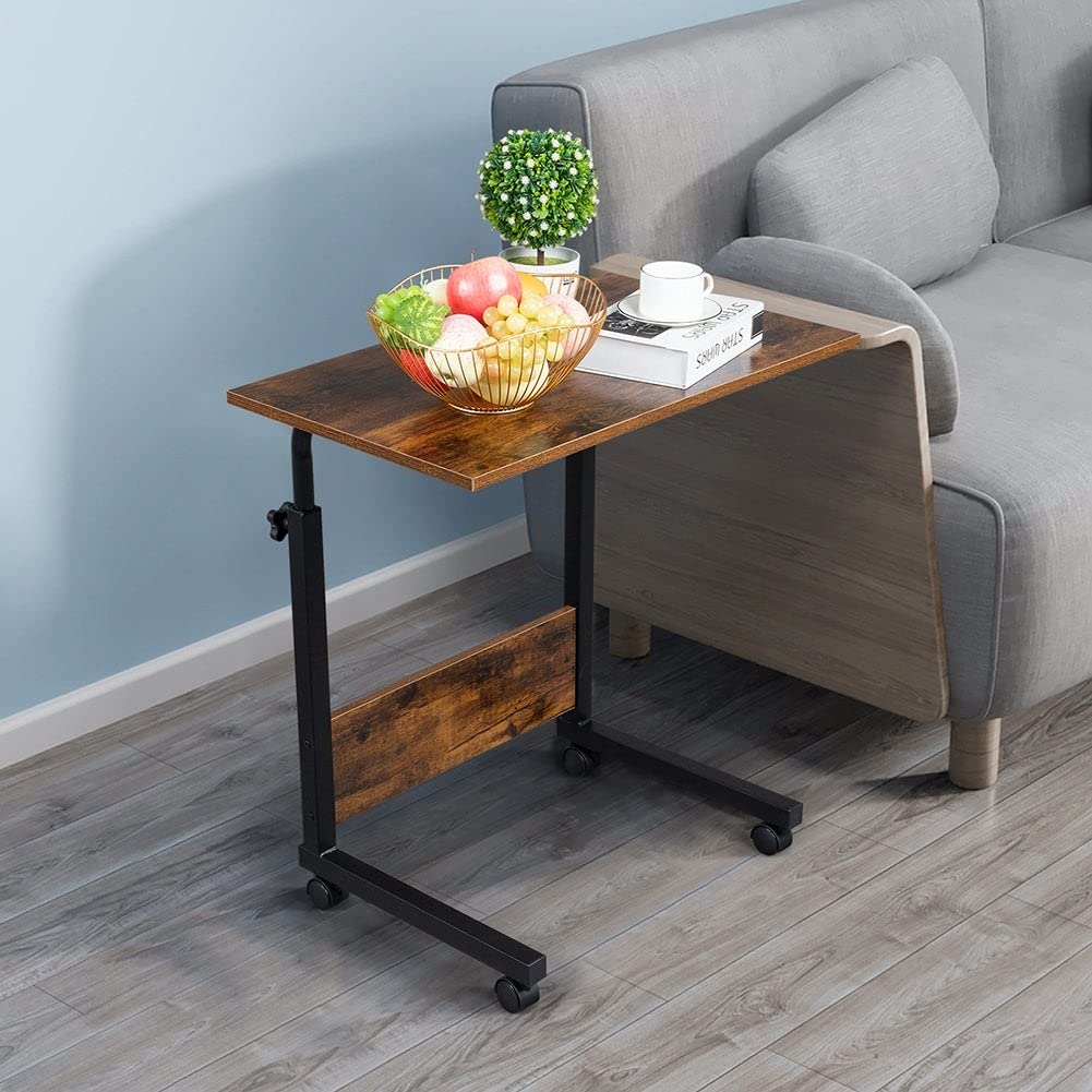 Mobile C Table End Adjustable Height with Baffle Brown Modern Contemporary - Diamond Home USA