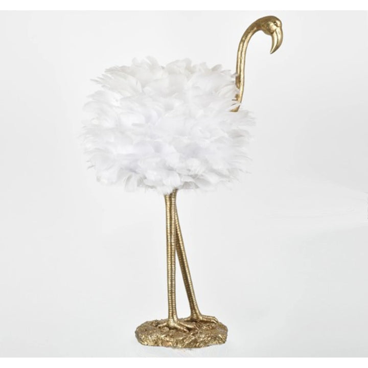 30" h Gold White Flamingo Table Lamp X 19" w 14" d Bohemian Eclectic Glam Shabby - Diamond Home USA