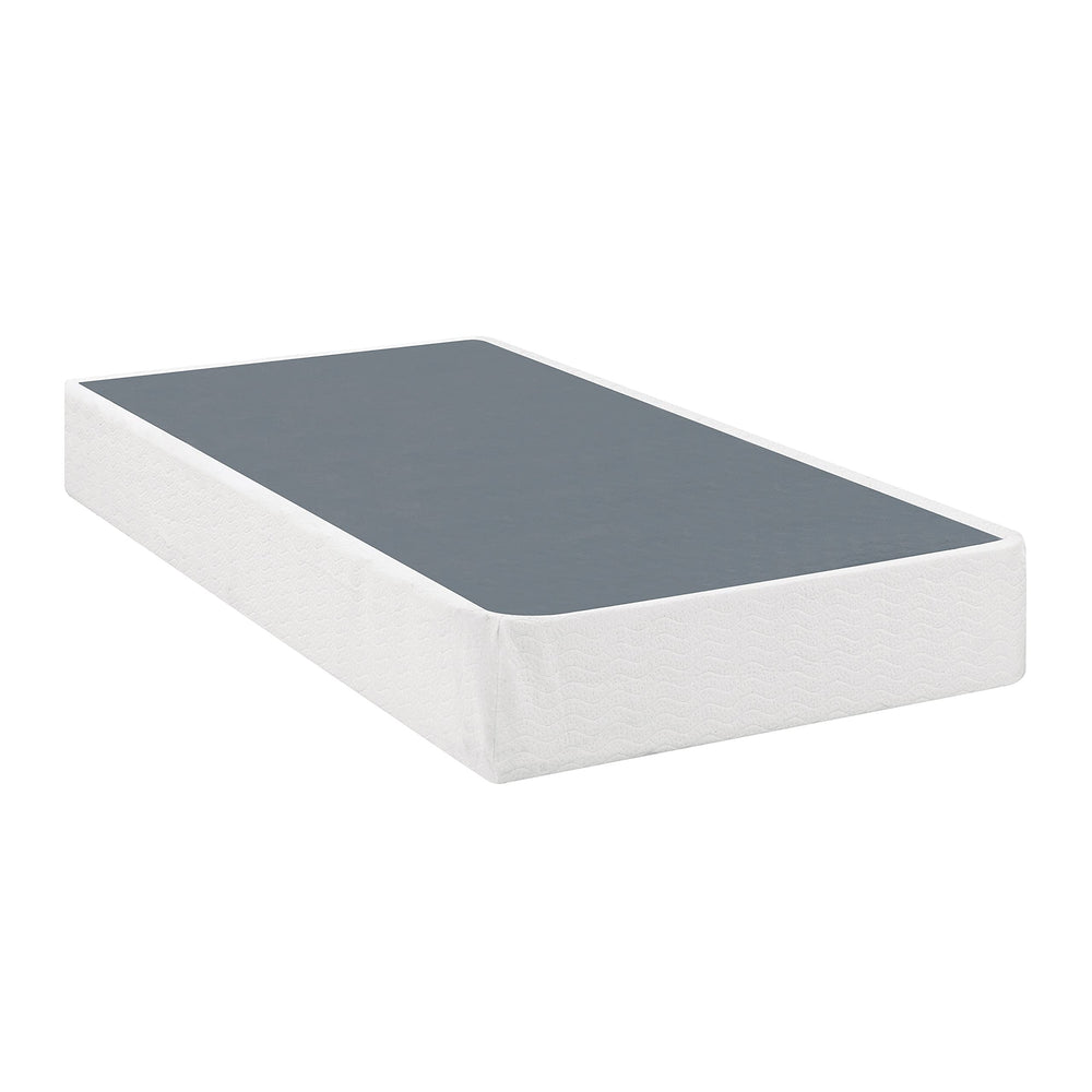Mattress Foundation Twin White Fabric Metal Black Includes Hardware - Diamond Home USA