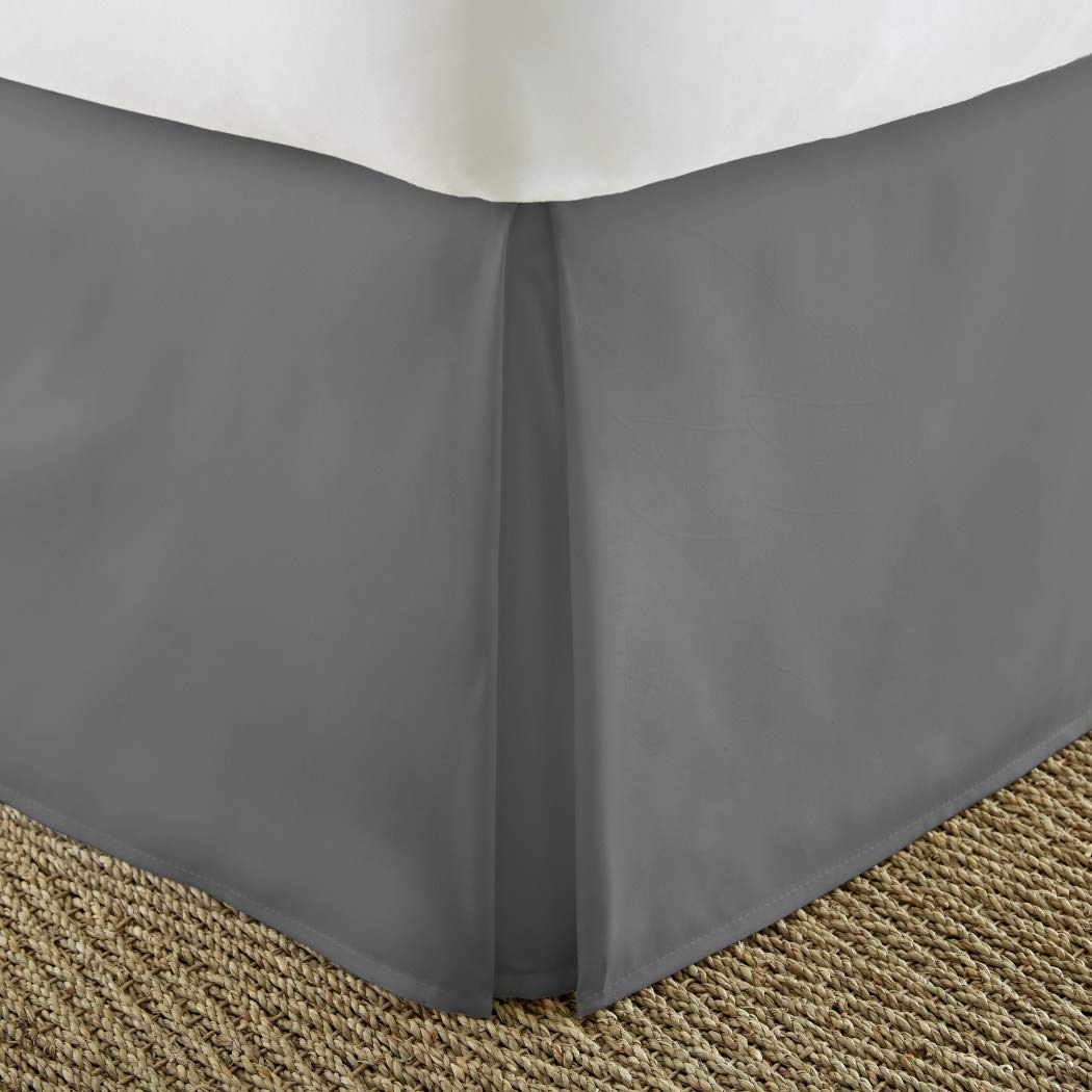 Grey Solid Color Pattern 14-inch Drop Bed Skirt King Size Elegant Luxurious Grey - King