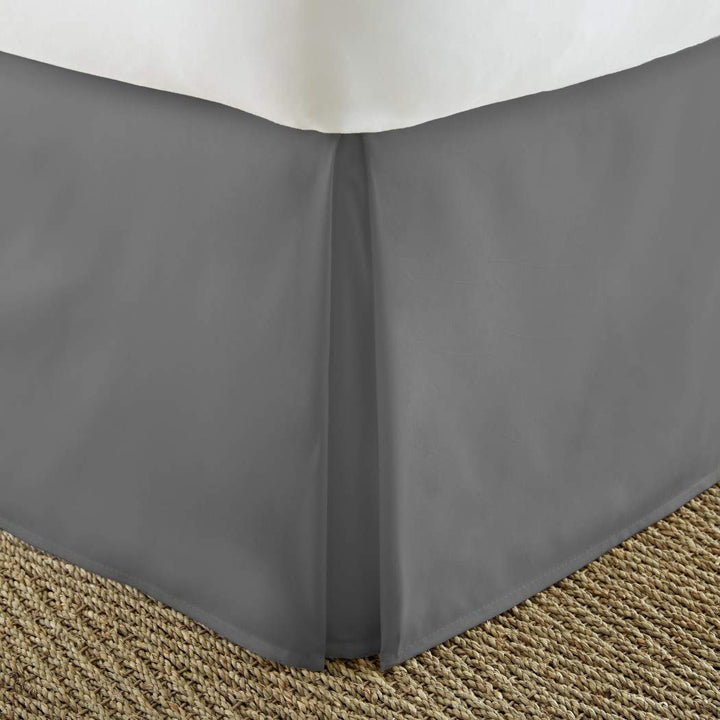 Grey Solid Color Pattern 14-inch Drop Bed Skirt King Size Elegant Luxurious Grey - King