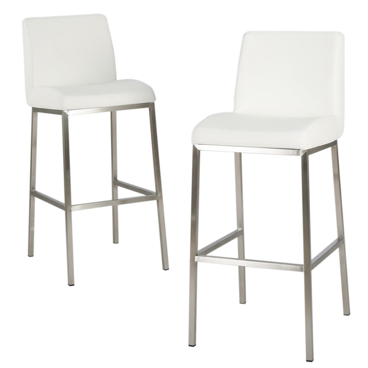 Christopher Knight Home Vasos Leather Barstools 2-Pcs Set White
