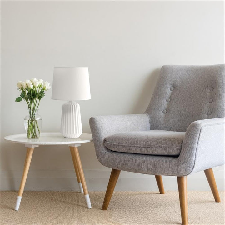 Simple Designs LT1119-OFF Pleated English Ceramic Base Bedside Table Lamp Off - Diamond Home USA