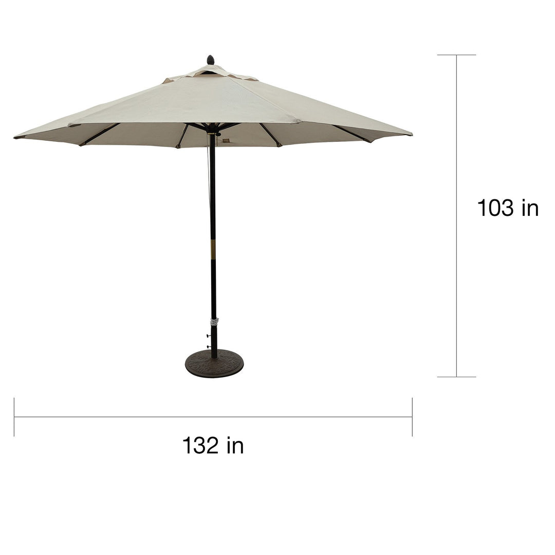 Tropishade 11-foot Dark Wood Market Umbrella with Beige Olefin Cover - Diamond Home USA