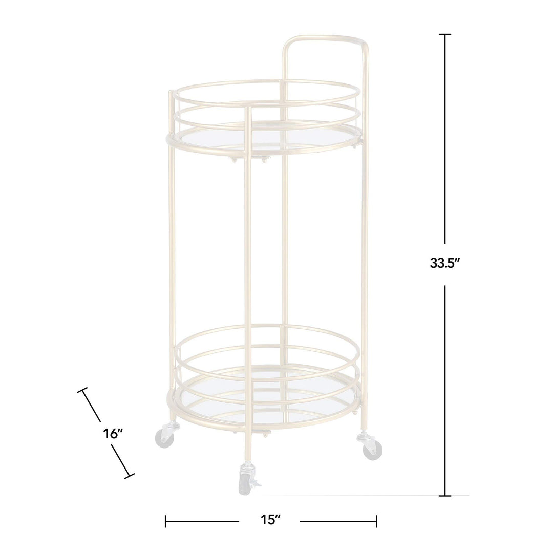Gold Round Bar Cart American Crafted Metal 16 X 33.5 in Yellow Industrial - Diamond Home USA