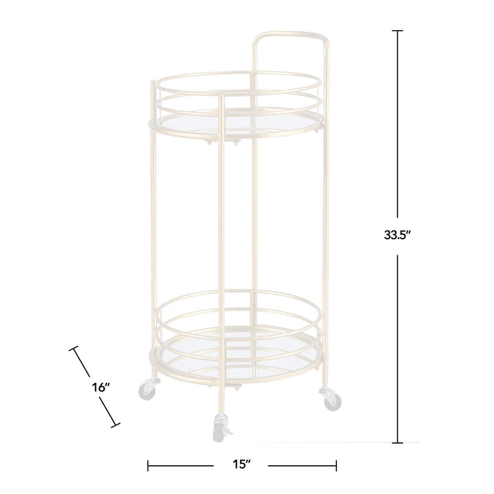 Gold Round Bar Cart American Crafted Metal 16 X 33.5 in Yellow Industrial - Diamond Home USA