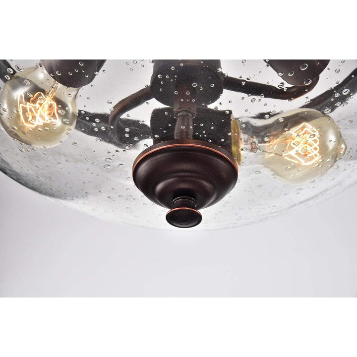 Oil Rubbed Bronze 3-light Semi Flush Mount with Seeded Glass Shade Rustic - Diamond Home USA