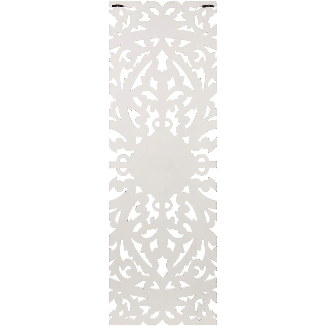 Floral Hand Carved Antique White Wooden 48x48-inch 3-Panel Wall Art Transitional - Diamond Home USA