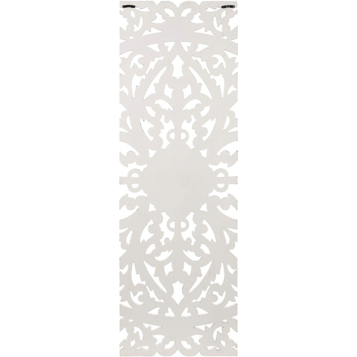 Floral Hand Carved Antique White Wooden 48x48-inch 3-Panel Wall Art Transitional - Diamond Home USA