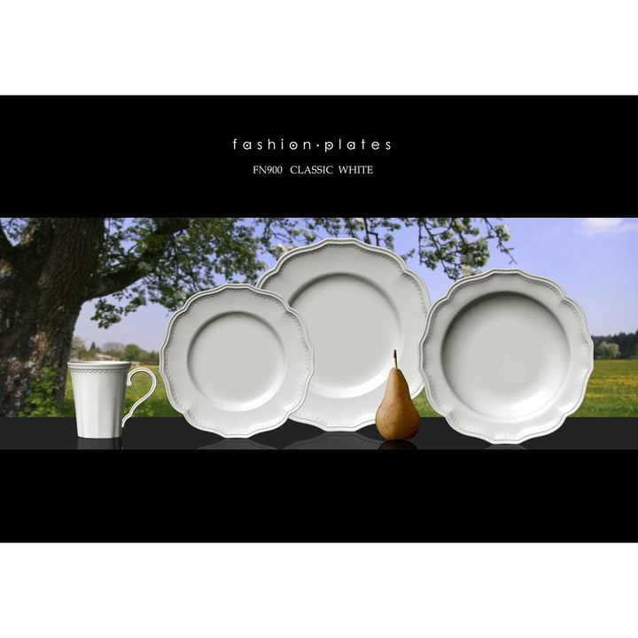 Cottage 16pc Dinner Set White Solid Casual Traditional Round Stoneware 16 - Diamond Home USA