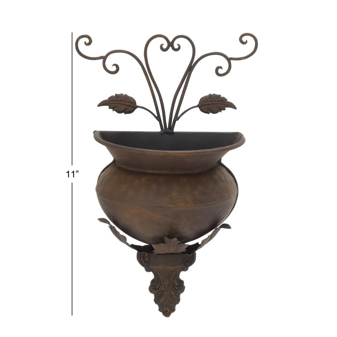 Brown Metal Traditional Planter 18 X 11 6 - Diamond Home USA