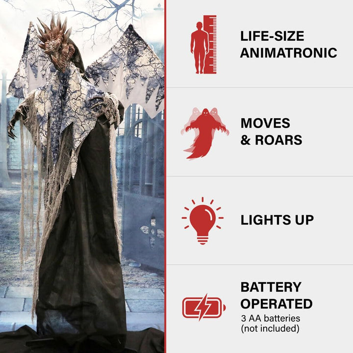 Haunted Hill Farm Dragon with Moving Head and Wings Touch-Activated Halloween - Diamond Home USA