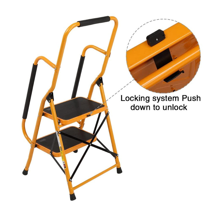 Foldable 2 Step Ladder Stool Lb. Capacity Yellow - Diamond Home USA