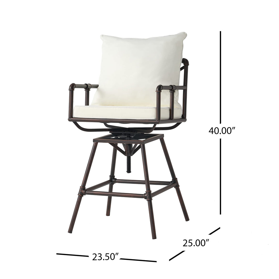 Christopher Knight Home Northrup Pipe Outdoor Adjustable Barstools 2-Pcs Set - Diamond Home USA