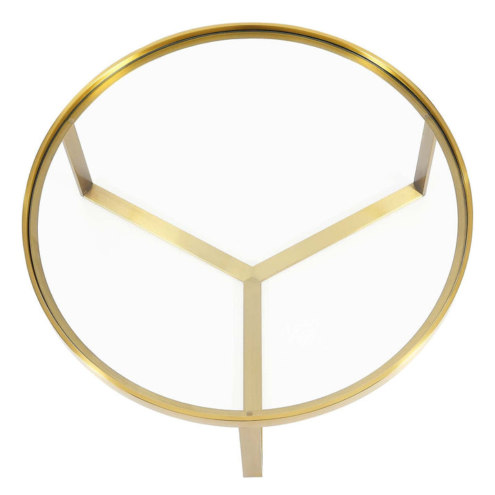 Modway Relay Glass and Metal Accent Side Table Gold 35.5 x 35.5 x 13.5 - Diamond Home USA