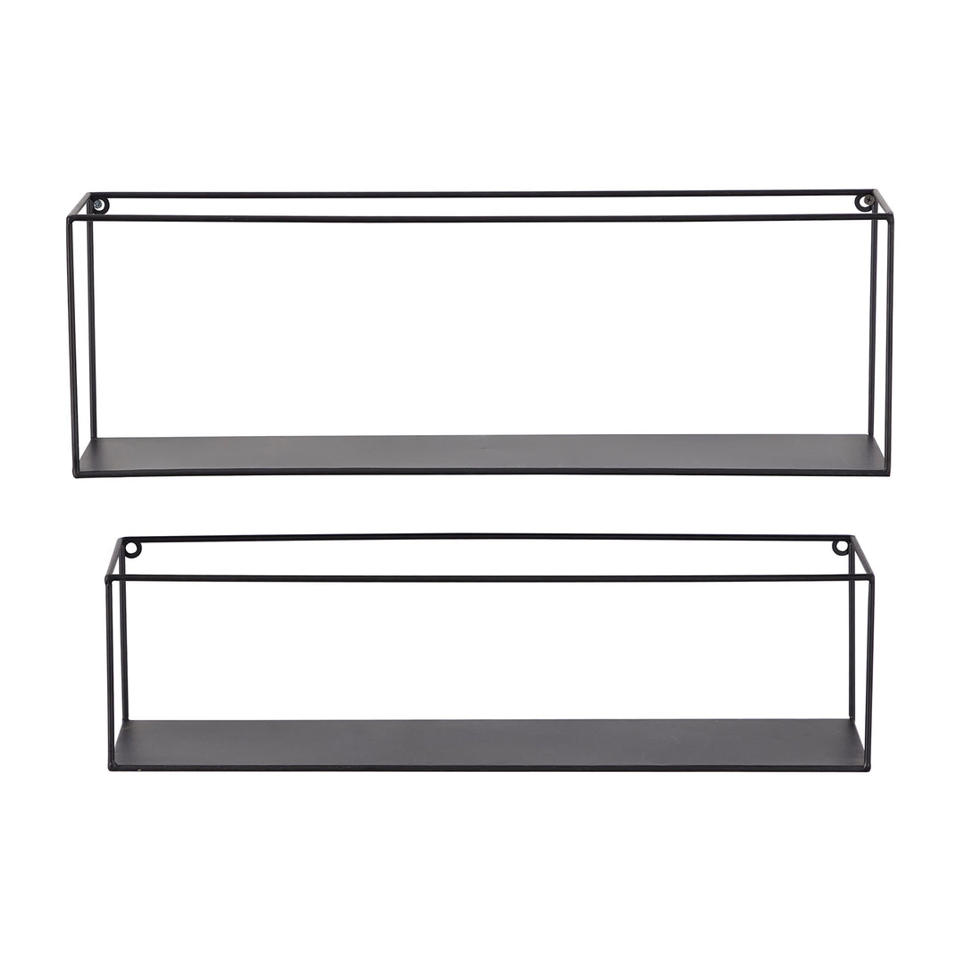 Black Metal Modern Wall Shelf (Set of 2) S/2 24" 23" w Contemporary - Diamond Home USA