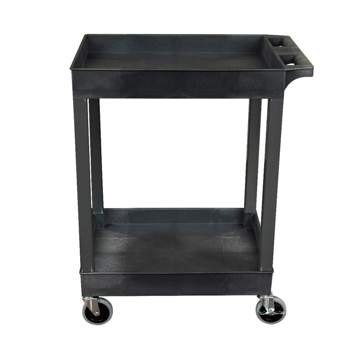 24" X 18" Plastic Utility Tub Cart- Two Shelf Black Scratch Resistant - Diamond Home USA