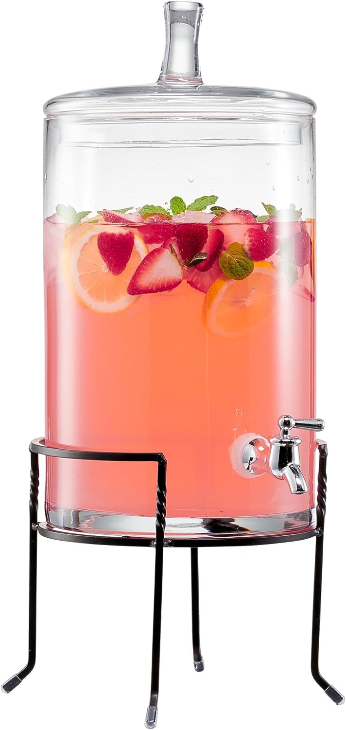 Style Setter Beverage ispenser with Stand - 2.5 Gallon Large Countertop Glass
