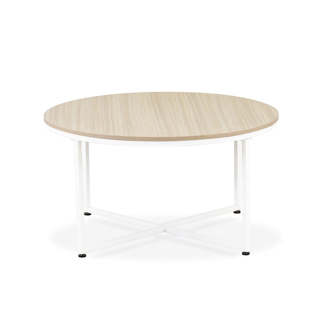 1 Piece id Century Coffee Table White Wood Laminate odern Contemporary Round - Diamond Home USA