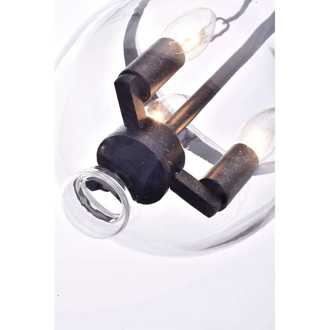 Antique Bronze 3-Light Clear Glass Lantern Modern Contemporary Metal Dimmable - Diamond Home USA