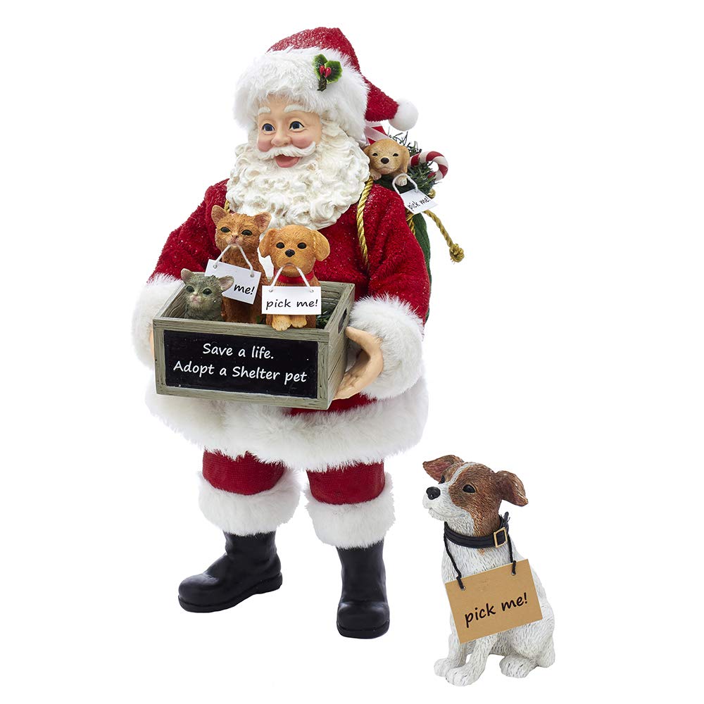 Kurt Adler 10.5-Inch Fabriché™ Adopt-a-Pet Santa with Dog 2 Piece Set - Diamond Home USA