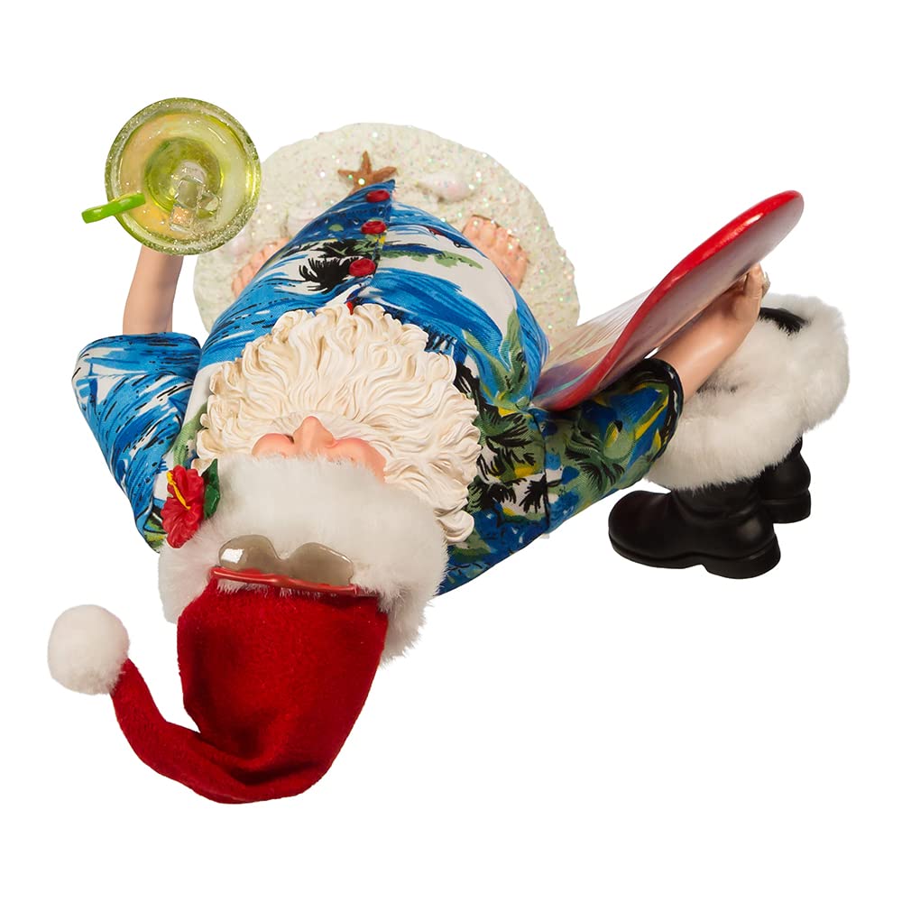Kurt S. Adler 11-Inch Fabriché Santa with Surfboard and Drink - Diamond Home USA