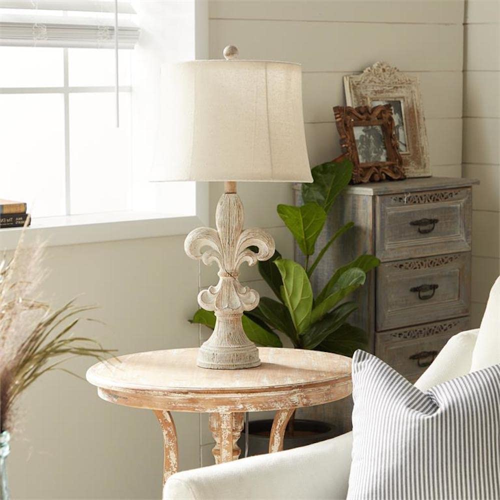 Urban Designs Fleur-De-Lis 28-Inch Heavily Distressed 2-Piece Table Lamp Set - Diamond Home USA