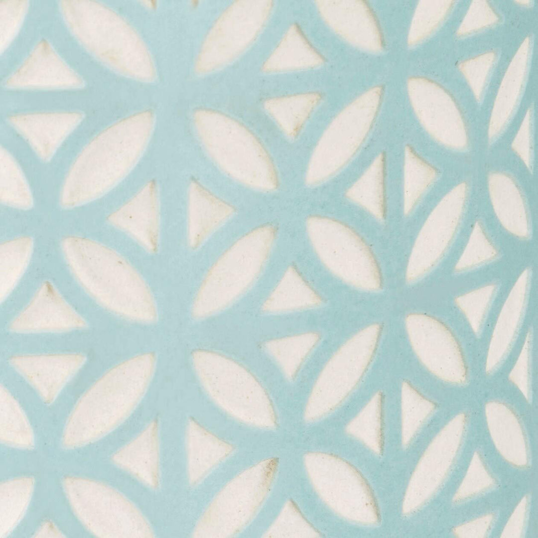 Toothbrush Holder Aqua Blue Motif Ceramic - Diamond Home USA