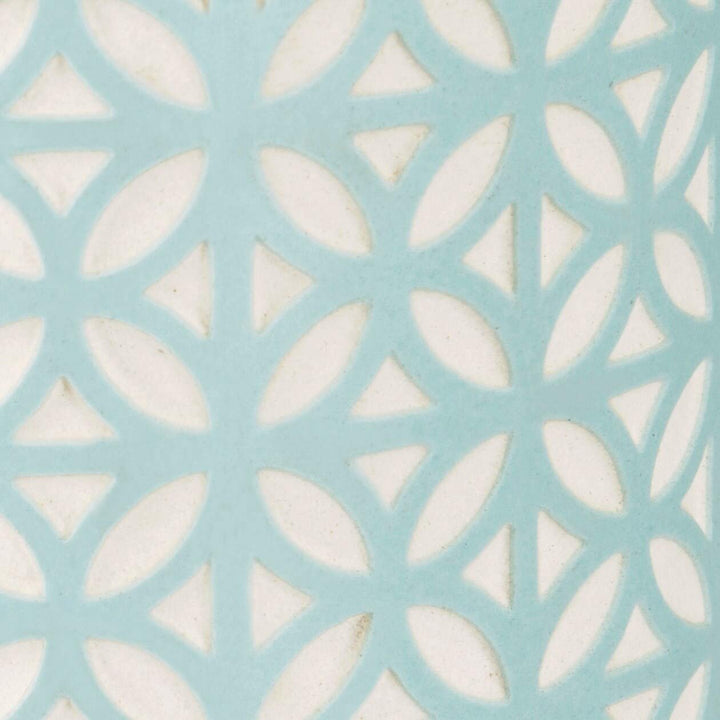 Toothbrush Holder Aqua Blue Motif Ceramic - Diamond Home USA
