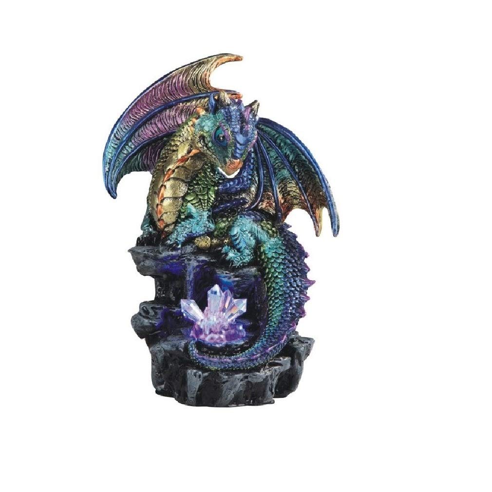 6.25" h Medieval Purple/Green Dragon with Led Light Up Jewelry Crystal Statue