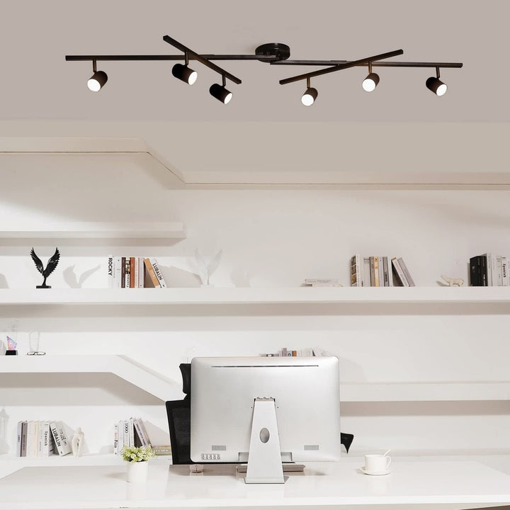 6-light Foldable Matte Black Led Integrated Track Lighting One Size Modern - Diamond Home USA