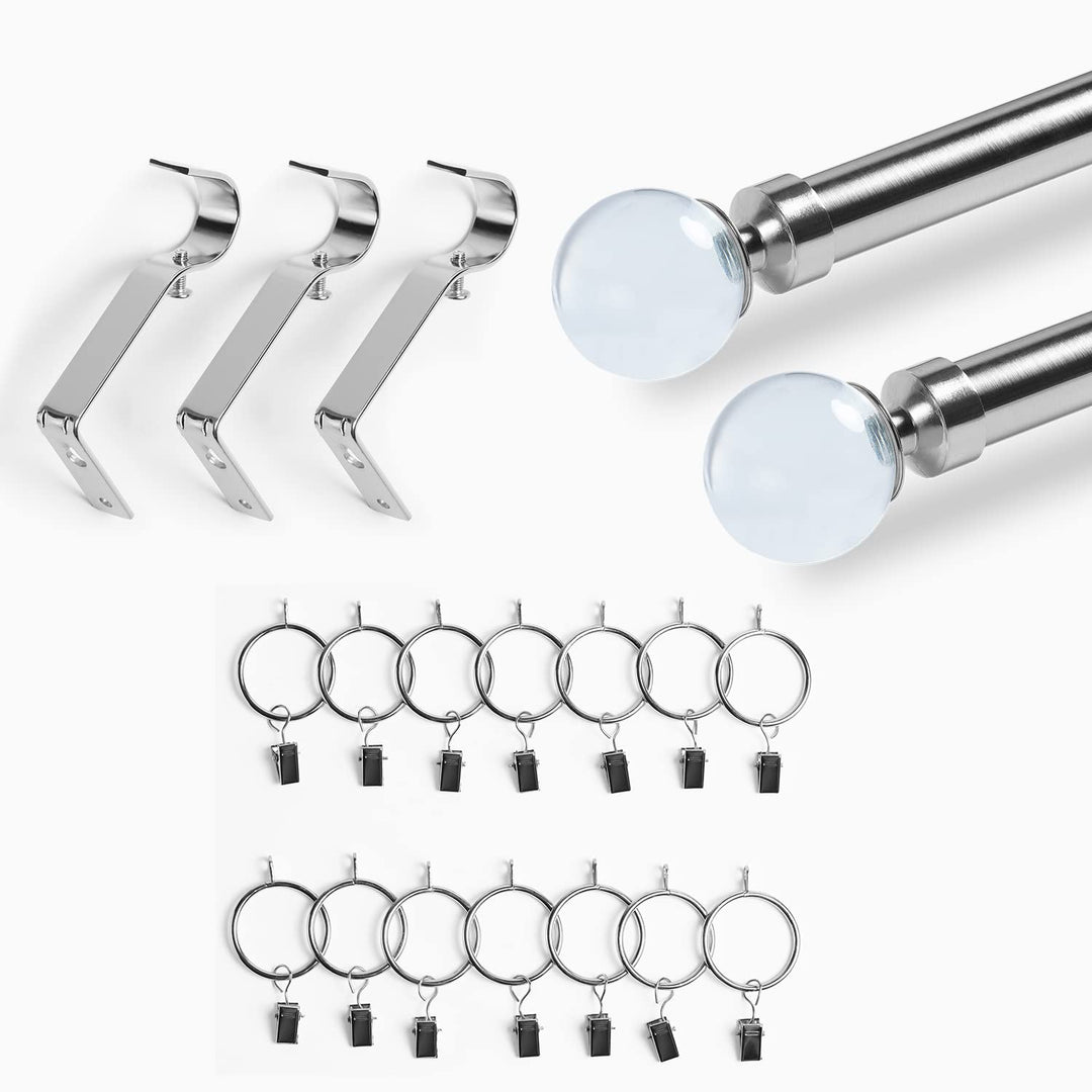 HPD Half Price Drapes Curtain Rod Set For Window 52 to 44 inch Extendable 00% 52" - 144" - Nickel - Diamond Home USA