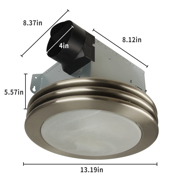 Ultra Quiet Bathroom Exhaust Fan With Led Light 80cfm 2.0 Round Ventilation Brushed Nickel - Diamond Home USA