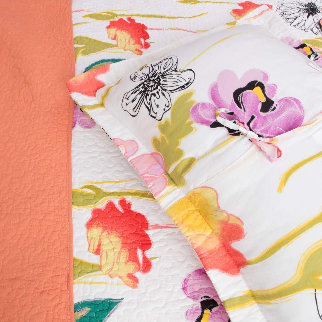 Greenland Home Fashions Watercolor Dream 100% Cotton Modern Floral Quilt Set