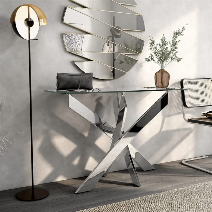 Furniture of America Bryce Contemporary Metal 45-Inch Sofa Table in Chrome - Diamond Home USA