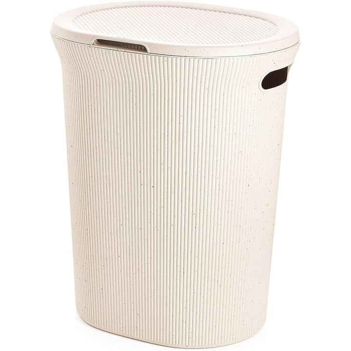 Ribbed Laundry Hamper 13"w X 16"d 19.5"h Off/White Plastic Includes Lid