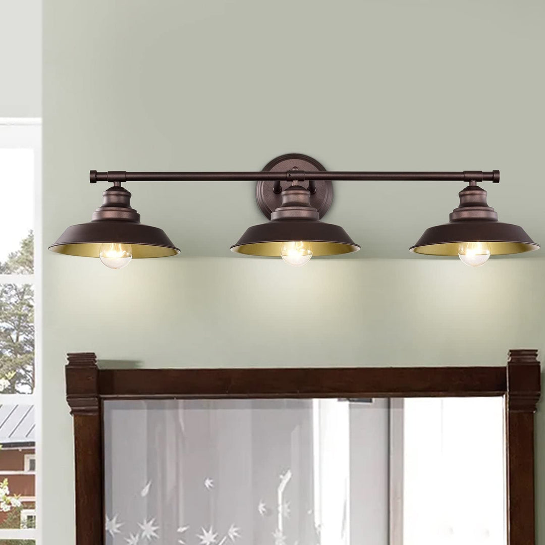 3 Light Oil Rubbed Bronze Vanity Brown Modern Contemporary Metal Steel