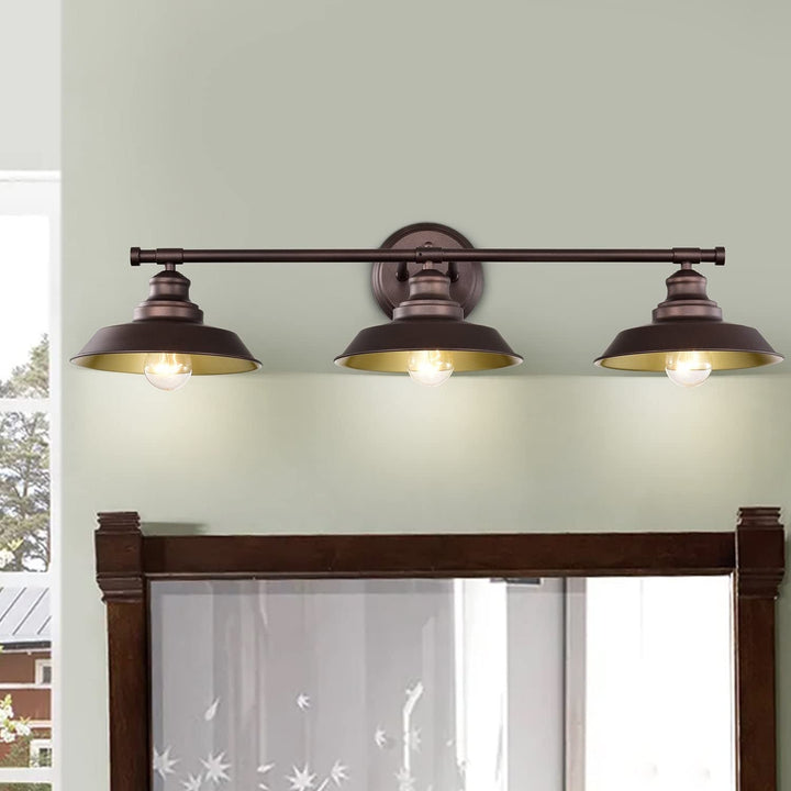 3 Light Oil Rubbed Bronze Vanity Brown Modern Contemporary Metal Steel