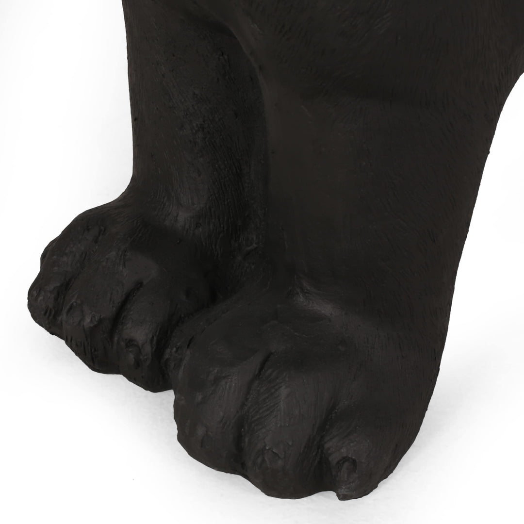 Outdoor Cast Stone Labrador Dog Garden Bench Black Modern Contemporary Concrete - Diamond Home USA
