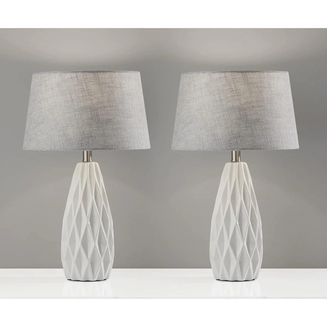 Adesso SL1149-02 Joan Table Lamp Set 22.5 in. 100W White Finish 2 Metal Lamps - Diamond Home USA